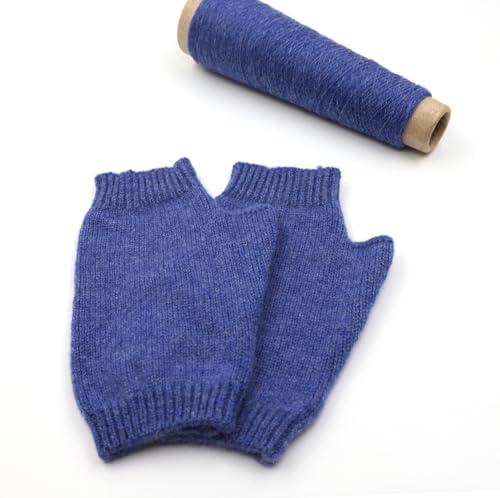 Mongolische, fingerlose Handschuhe, pure Kaschmirwolle, für Damen und Herren, dicke Fäustlinge blau navy von iMongol