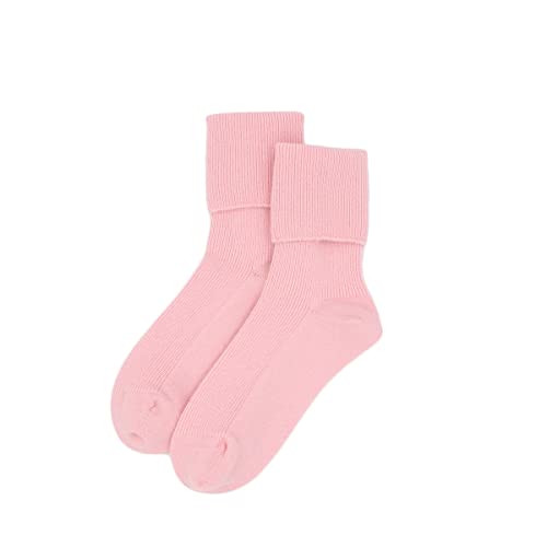 Pure Cashmere Damen Herren Unisex Solid Ribbed Socks, hergestellt von Mongolian Prime First Class Cashmere Garns (1 Paar) Gr. Einheitsgröße, hellrosa von iMongol