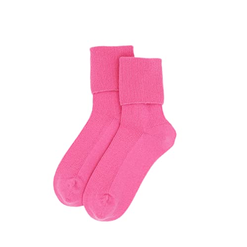 Pure Cashmere Damen Herren Unisex Solid Ribbed Socks, hergestellt von Mongolian Prime First Class Cashmere Garns (1 Paar) Gr. Einheitsgröße, wassermelone von iMongol