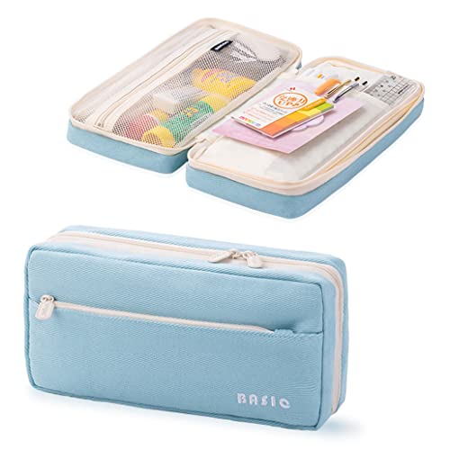 iSuperb Federmäppchen Mädchen Groß Kapazität Kosmetiktasche Leinwand Mäppchen Etui Stifte Schulmäppchen Kulturbeutel Herren Reise Kulturtasche Pencil Case Brieftasche (Blau) von iSuperb