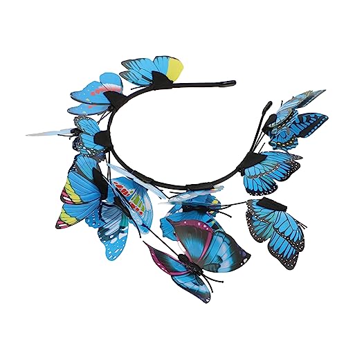 ibasenice 1 Stück Hut -Fascinator Exquisite Requisite Kreativ Zart Fotoschmuck Kopfbedeckung Nachahmung Schmetterling Blaues Haar Kopfschmuck Simulierter Reifen Damen von ibasenice