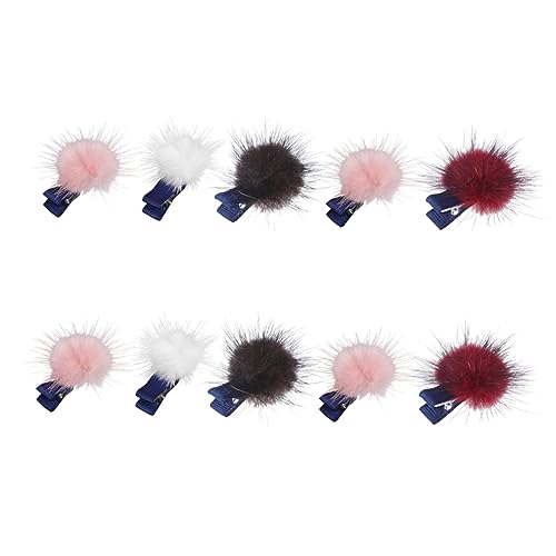 ibasenice 10St Haarschmuck Fellhaarspangen Haarhalter kinder haarspangen haarspange kinder Haarnadel Klammer Bang-Clips Kopfschmuck für Mädchen flauschige Bommel Knopf Kopfbedeckung Kleine von ibasenice