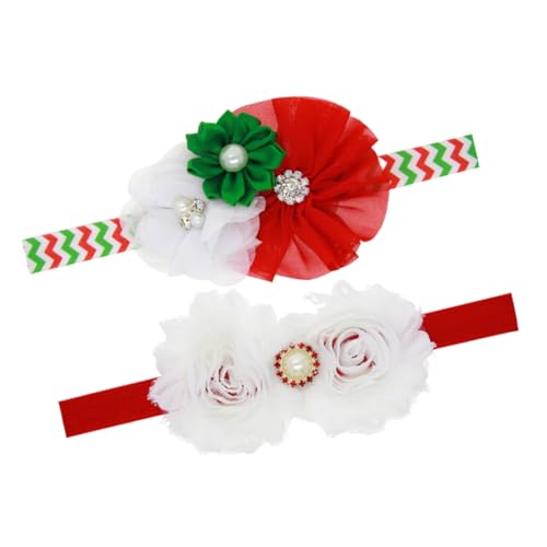 ibasenice 2St weihnachtliche kopfwickel Haarschmuck Haarturbane für Frauen baby kopf wickel Kopfbandagen für Damen weihnachtsdeko Stirnband Tiara Baby-Kopfbedeckung die Blumen schmücken Kind von ibasenice