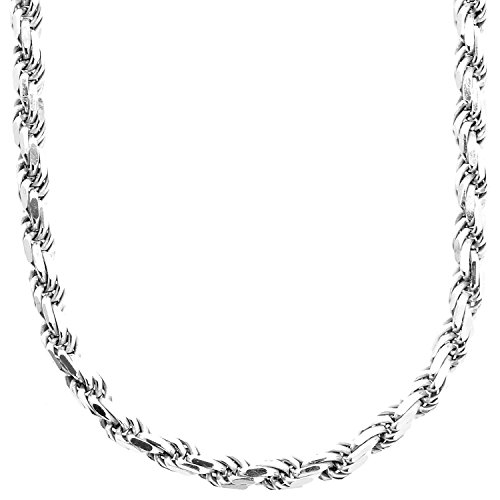 Sterling 925er Silber Bling Kordelkette - ROPE DC 5,6mm 70cm von .iced-out.