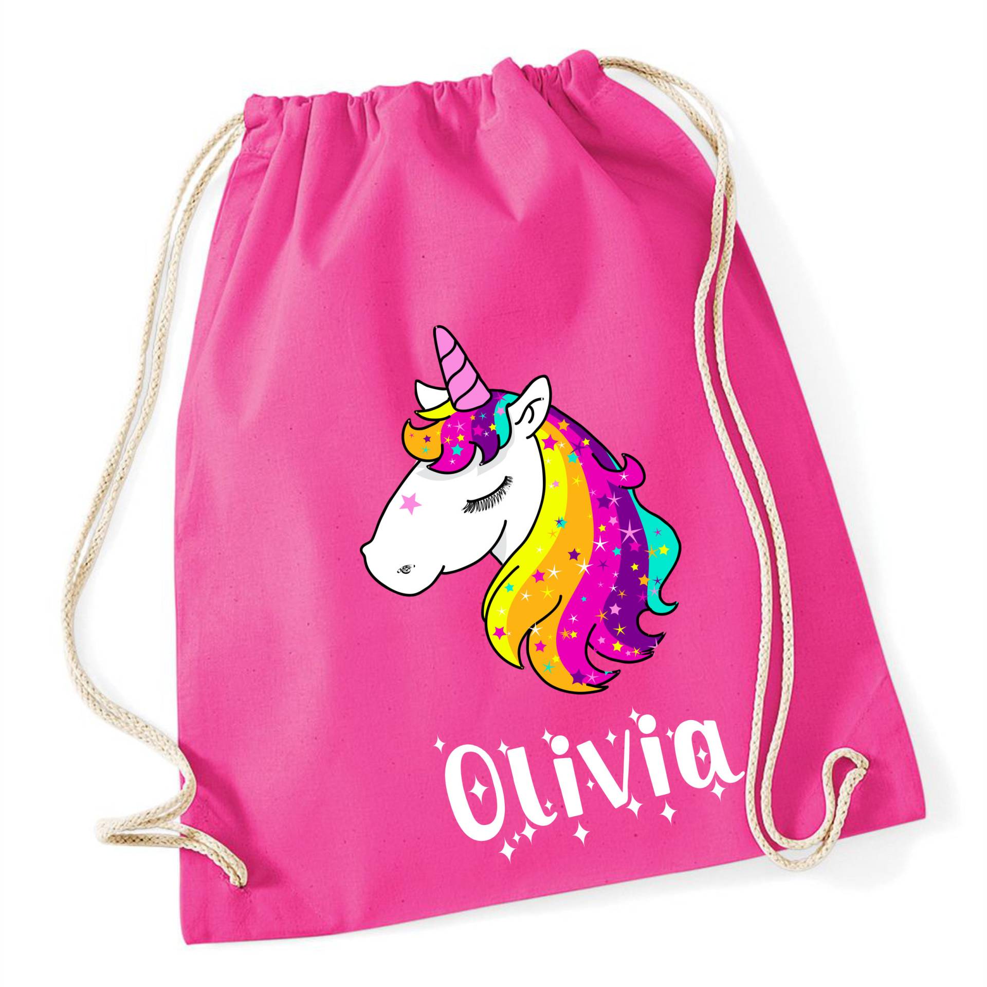 Personalisierte Name Einhorn, Magisch, Turnbeutel, 7 Farben, Taschen Back To School Geschenke Benutzerdefinierte Taschen, Kinder 100% Baumwolle von icklepeanuts