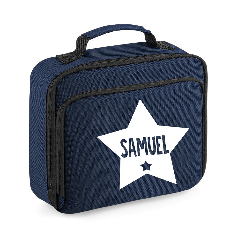 Personalisierte Name in Stern Lunch Bag Schultaschen Jungen Personalisierte Mädchen Zurück Zu Schule Box von icklepeanuts