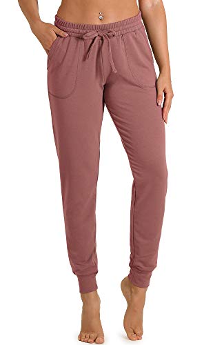 icyzone Damen Jogginghose Sporthose Lang Fitness Yoga Hose Freizeithose Trainingshose mit Taschen (XL, Dusty Pink) von icyzone