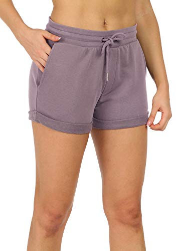 icyzone Damen Sport Kurze Hose Laufshorts Jogginghose Sommer Sportshorts Atmungsaktiv Running Gym Shorts (L, Lilac) von icyzone