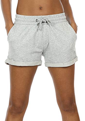 icyzone Damen Sport Kurze Hose Laufshorts Jogginghose Sommer Sportshorts Atmungsaktiv Running Gym Shorts (S, Light Gray) von icyzone