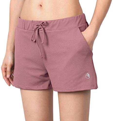 icyzone Damen Sport Shorts Kurze Sporthose Jogginghose Yoga Fitness Gym Shorts Sommer Laufshorts (XL, Blasses pink) von icyzone