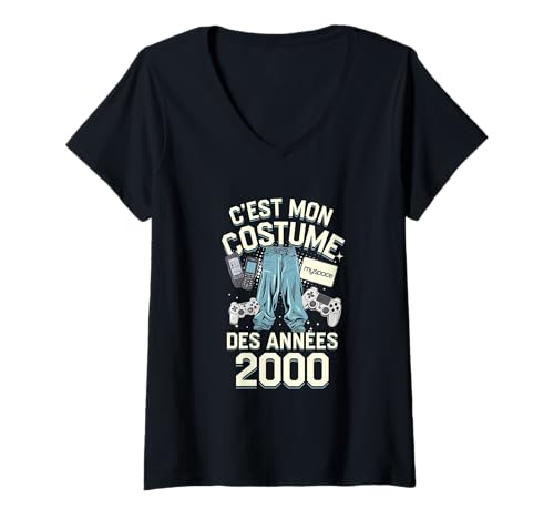 Damen Kostüm aus den 2000er Jahren, Vintage, T-Shirt, Herren, Damen, Original, Fan T-Shirt mit V-Ausschnitt Damen Kostüm aus den 2000er Jahren, Vintage, T-Shirt, Herren, Damen, Original, Fan T-Shirt mit V-Ausschnitt von idée rétro nostalgie geek gamer 2000 fun humour