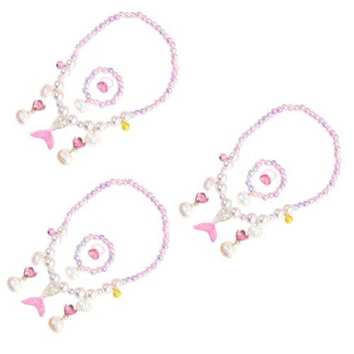 ifundom 5 1 Perlen-Statement-Halskette Meerjungfrau Schmuckhalskette Halsketten für Kinder eine Halskette Perlenkette Schmuck Partybevorzugung Mädchen einstellen Ohrringe Armband Baby von ifundom