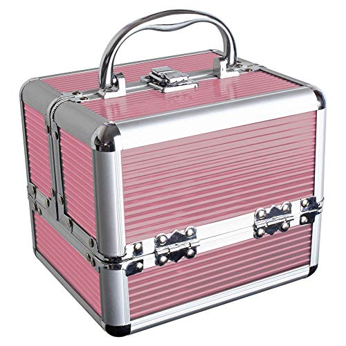 iGadgitz Home U7036 Mini Aluminium Kosmetikkoffer, Schminkkoffer, Beautycase, Makeupbox - Rosa - Klein von igadgitz home