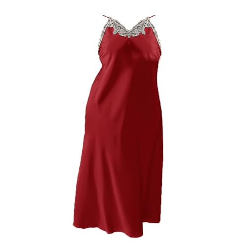 ihreesy Langes Nachthemd für Damen, Übergröße Nachthemd Brautnachtkleid Nachthemd V-Ausschnitt ärmellos Spaghettiträger Geschenkidee Schlafhemd Nachtwäsche Negligees für Frauen,Rot 3XL ihreesy Langes Nachthemd für Damen, Übergröße Nachthemd Brautnachtkleid Nachthemd V-Ausschnitt ärmellos Spaghettiträger Geschenkidee Schlafhemd Nachtwäsche Negligees für Frauen,Rot 3XL von ihreesy
