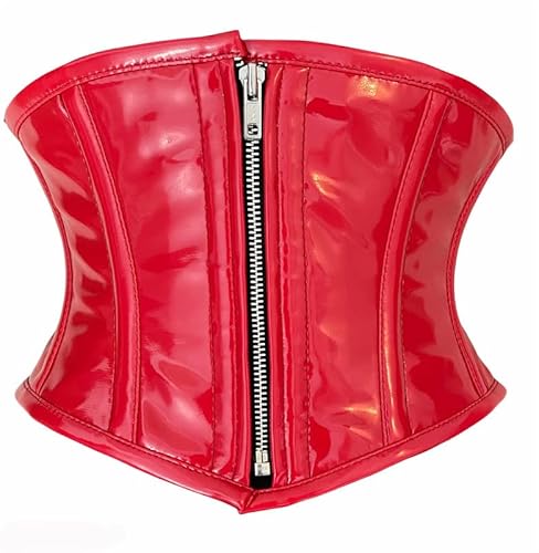 iiffii PVC Korsett für Damen Taillenformer Strong Reißverschluss Corset- Rot Waist Trainer (ROT Größe 48) von iiffii