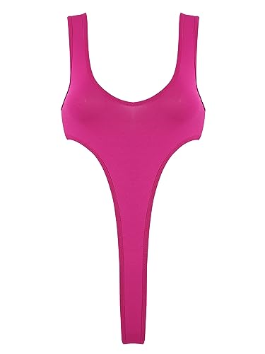 iiniim Damen Body Stringbody Einteiler Bikini Tankini Badeanzug Rückenfrei Bodysuit Overall Schwimmanzug Dunkel Rosa Einheitsgröße von iiniim