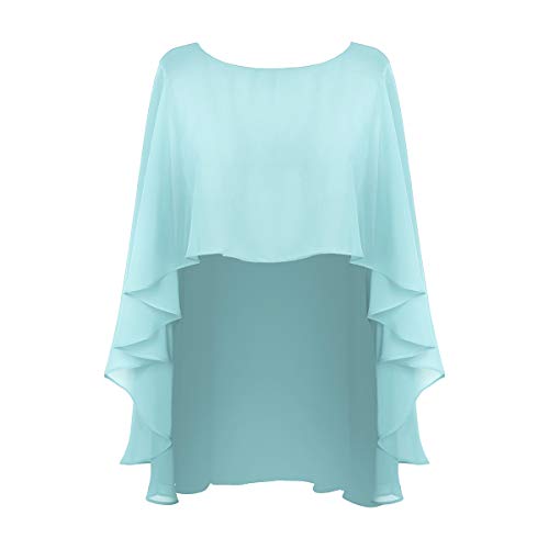 iiniim Damen Bolero Elegante Chiffon Schulterjacke Casual Leichte Cardigan Tops Für Festlich Hochzeit Braut Abendkleid A Mint Grün Einheitsgröße von iiniim