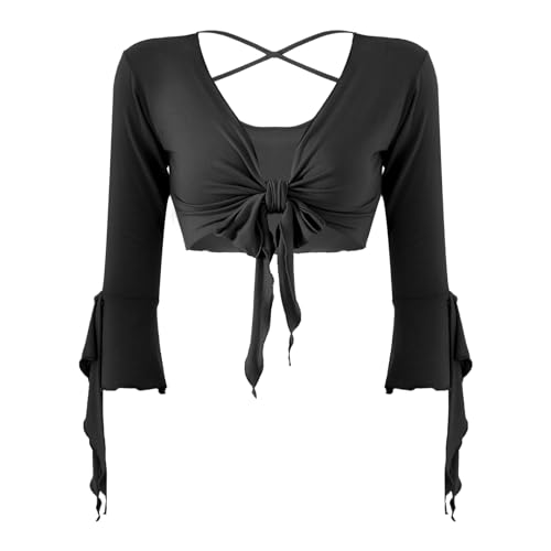 iiniim Damen Bolero Kurz Cardigan Langarm Schulterjacke Tanzjacke Ballettjacke Shrug Tops Sport Oberteile Schwarz Einheitsgröße von iiniim