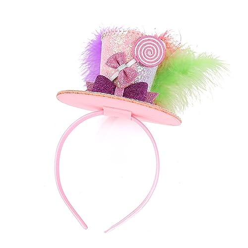 iiniim Damen Mini Zylinderhut Haarband mit Pailletten Feder Party Mini Top Hat Stirnband Lolita Haarschmuck für Cosplay Halloween Mottoparty 1 Stück One Size von iiniim