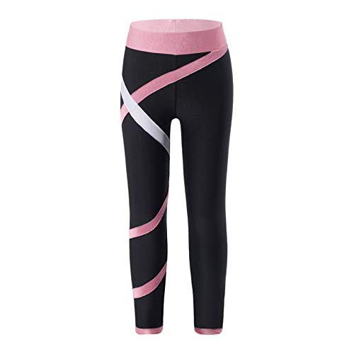 iiniim Kinder Mädchen Leggings Elastische Hose Ballett Trikot Tanzhose Yoga Sport Gymnastik Strumpfhosen Tanzkleidung Gr.104-176 C Rosa 110-116 von iiniim