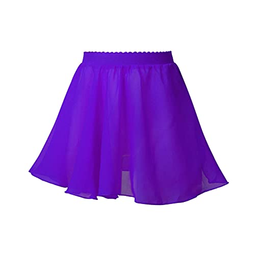 iiniim Kinder Mädchen Rock Chiffon Ballettrock mit Gummibund Minirock Ballettröckchen Tanzrock Sport Übung Wickelrock Gr.104-152 Aa Lila 146-152 von iiniim