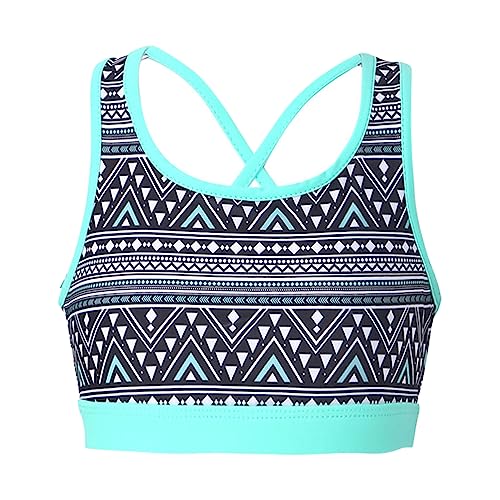 iiniim Kinder Mädchen Sport BH Einhon/Blumen Druck Crop Tops Bustier Yoga BH ohne Bügel Atmungsaktiv Sports Bra Top Aa Geometrisches Schwarz 146-152 von iiniim