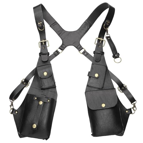 iixpin PU-Leder Schulterholster Punk Gothic Unterarm Schultertasche Retro-Anti-Diebstahl Unterarmtasche Verstellbare Brieftasche für Outfit Schwarz K One Size von iixpin