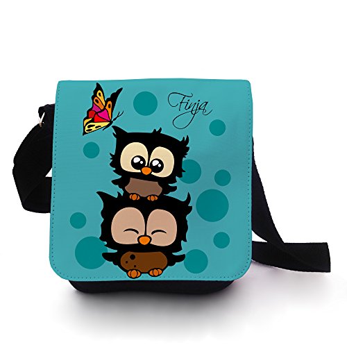 ilka parey wandtattoo welt Eulentasche Tasche Kindertasche Handtasche Schultasche Schultertasche Eulen mit Schmetterlingen und Wunschname petrol gepunktet kt111 ilka parey wandtattoo welt Eulentasche Tasche Kindertasche Handtasche Schultasche Schultertasche Eulen mit Schmetterlingen und Wunschname petrol gepunktet kt111 von ilka parey wandtattoo-welt