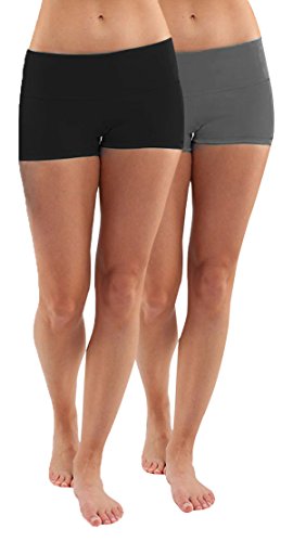 iloveSIA Damen Yoga Shorts Baumwolle Shorts Hosen 2er Pack X-Large Schwarz + Grau von iloveSIA