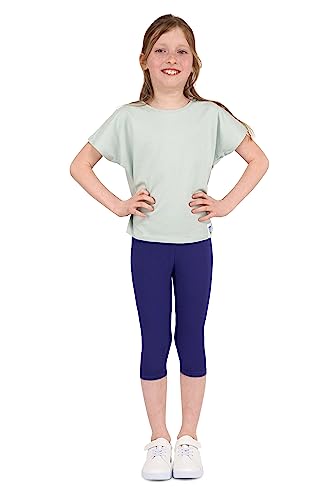 infatti Kinder-Mädchen-Baumwoll-3/4-Leggings, weiche und Bequeme Hose für Kleinkinder, lässiges Training, eleganter, verkürzter Stil, Basic-Kleidung Tonia, Violett 128 cm (8 Jahre) von infatti