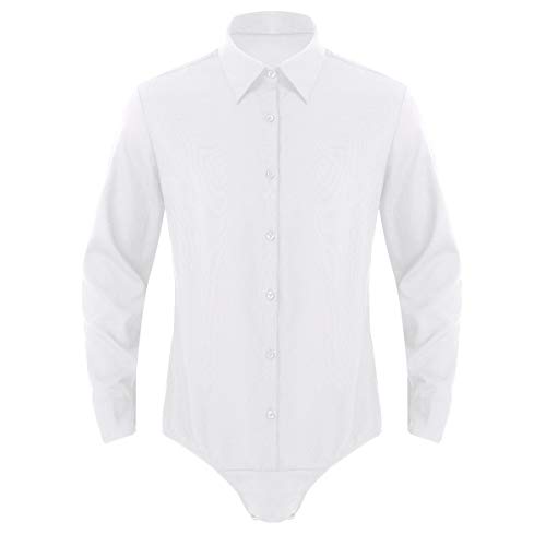 inhzoy Herren Hemd Body Männer Langarm Bodysuit Overall Jumpsuit Umlegekragen Freizeithemd Langarmshirt für Business Party Büro Weiß L inhzoy Herren Hemd Body Männer Langarm Bodysuit Overall Jumpsuit Umlegekragen Freizeithemd Langarmshirt für Business Party Büro Weiß L von inhzoy