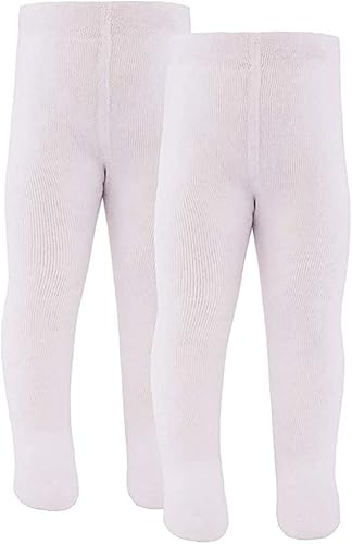 inibini 2er Pack Babystrumpfhosen/Kinderstrumpfhosen uni, 2 Strumpfhosen aus Baumwolle für Mädchen und Jungen, MADE IN EUROPE, Weiß, Gr. 98-104 von inibini