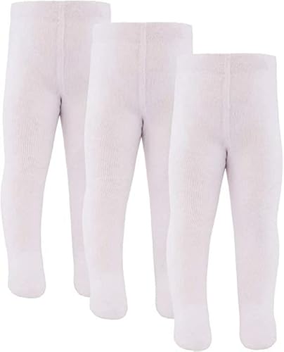 inibini 3er-Pack Babystrumpfhosen/Kinderstrumpfhosen Unifarben, 3 Strumpfhosen aus Baumwolle für Mädchen und Jungen, MADE IN EUROPE, Weiß, Größe 74-80 von inibini