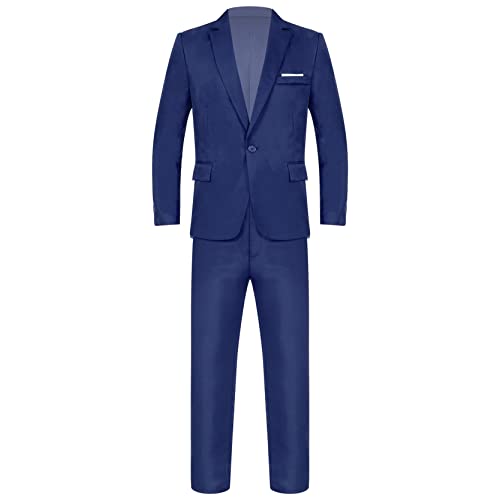 inlzdz 3-teiliger Herren Business Anzug Gentleman Slim Fit Smoking Herrenanzug Langarm Sakko Jacke Blazer Hose Anzughose für Büro Hochzeit Anzüge Royal Blau XXS inlzdz 3-teiliger Herren Business Anzug Gentleman Slim Fit Smoking Herrenanzug Langarm Sakko Jacke Blazer Hose Anzughose für Büro Hochzeit Anzüge Royal Blau XXS von inlzdz