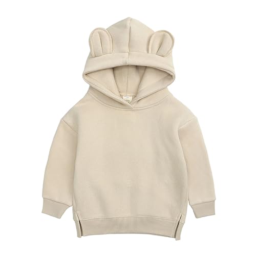 inlzdz Baby Hoodies Kleinkind Sweatshirts Mit Kapuze Cartoon 3D Ohr Kapuzenpullover Fleece Sweatjacke Pullover Kinder Outwear Apricot 74-80 von inlzdz