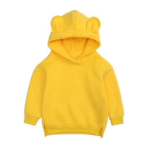 inlzdz Baby Hoodies Kleinkind Sweatshirts Mit Kapuze Cartoon 3D Ohr Kapuzenpullover Fleece Sweatjacke Pullover Kinder Outwear Gelb 68-74 von inlzdz