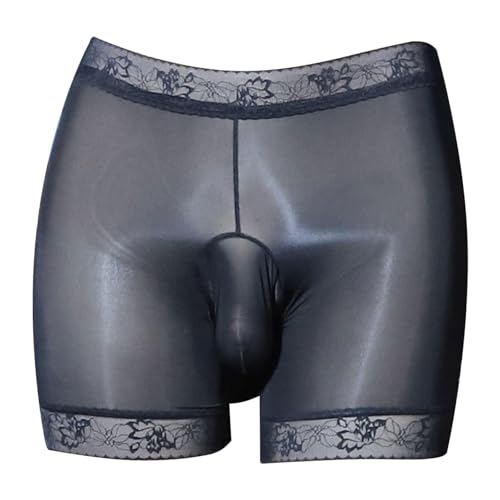 inlzdz Herren Boxershorts Panties Spitze Unterhose Bikini Briefs Panties Bulge Pouch Höschen Sissy Unterwäsche Reizwäsche Loungewear Schwarz L von inlzdz