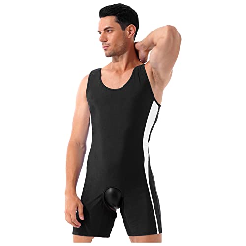 inlzdz Herren Einteiler Overall Jumpsuit Offen Schritt Ärmelloser Body Bodysuit Sexy Unterwäsche Sportbody Männer Tank Unterhemd Dessous Reizwäsche Sportwear Schwarz XXL von inlzdz