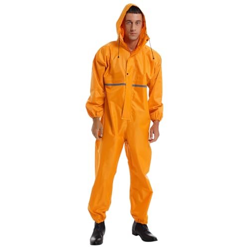 inlzdz Herren Overall Wasserdichter Regenoverall Regenmantel Reflective Reinigungsoverall mit Reißverschluss Langarm Hooded Raincoat Arbeitskleidung Gelb XL inlzdz Herren Overall Wasserdichter Regenoverall Regenmantel Reflective Reinigungsoverall mit Reißverschluss Langarm Hooded Raincoat Arbeitskleidung Gelb XL von inlzdz