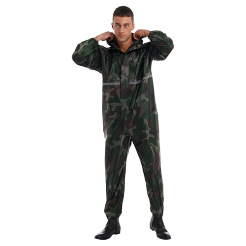 inlzdz Herren Overall Wasserdichter Regenoverall Regenmantel Reflective Reinigungsoverall mit Reißverschluss Langarm Hooded Raincoat Arbeitskleidung Camouflage L inlzdz Herren Overall Wasserdichter Regenoverall Regenmantel Reflective Reinigungsoverall mit Reißverschluss Langarm Hooded Raincoat Arbeitskleidung Camouflage L von inlzdz