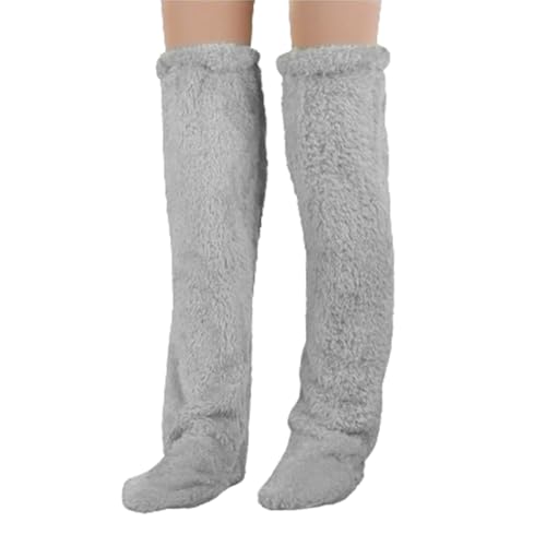 Kompakte Kniehohe Socken, 1 Paar Flauschige Overknee-Socken, Flauschige Overknee-Socken, Hohe Plüschstrümpfe, Flauschige Lange Beinstulpen, Weiche Oberschenkelhohe Socken, Flauschige Schlafsocken Für von irawo