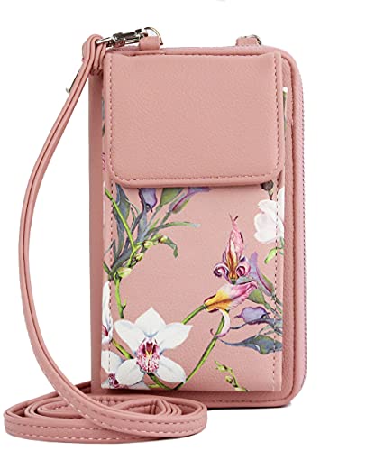 irisaa Kleine Handy Umhängetasche, Geldbörse Damen Brieftasche RFID Schutz Crossbody Handytasche Reisepass mit Kartenfächern und Verstellbarem Schultergurt, Damen Tasche:Pink Blumen irisaa Kleine Handy Umhängetasche, Geldbörse Damen Brieftasche RFID Schutz Crossbody Handytasche Reisepass mit Kartenfächern und Verstellbarem Schultergurt, Damen Tasche:Pink Blumen von irisaa