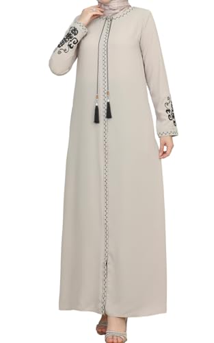 istanbul styles Abaya mit bestickten Ärmeln für Damen, langärmelig, bodenlang, türkisch-islamische Mode von istanbul styles