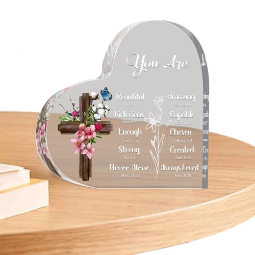 Christliches Geschenk aus Acryl, religiöse Geschenke aus Acryl - Herzförmiges christliches Acryldekor - Inspirierende Schriftgeschenke, Gebets-, Glaubensandenken-Briefbeschwerer, Itrimaka von itrimaka