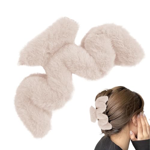 Flauschige Haarspangen | Plüsch-Haarspangen in Wellenform | Große Klammerklammer, Haarschmuck für dickes langes Haar, große Haarspange für Frauen und Mädchen für den täglichen Gebrauch Itrimaka von itrimaka