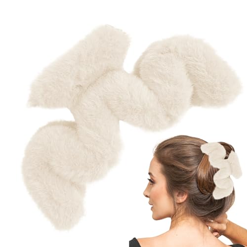 Fuzzy Claw Clip | Plüsch-Haarspangen in gewellter Form,Große Klammerklammer, Haarschmuck für dickes langes Haar, große Haarspange für Frauen und Mädchen für den täglichen Gebrauch Itrimaka von itrimaka