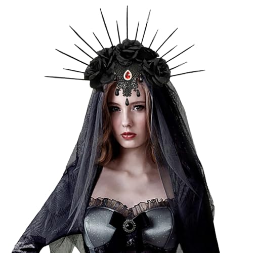 Schwarzer Schleier - Gotischer Halloween-Schleier | Schwarzes Schleier-Stirnband für Mädchen und Frauen für Halloween, Brautparty, Party-Cosplay, Brautschleier, Haarschmuck Itrimaka von itrimaka