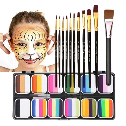 itrimaka Waschbares Gesichtsbemalungsset, Gesichtsbemalungsset für Kinder - 12 Farben Gesichtsbemalungs-Make-up-Set - Waschbares Regenbogenfarben-Farbset für Gesicht und Körper, einfach aufzutragen von itrimaka