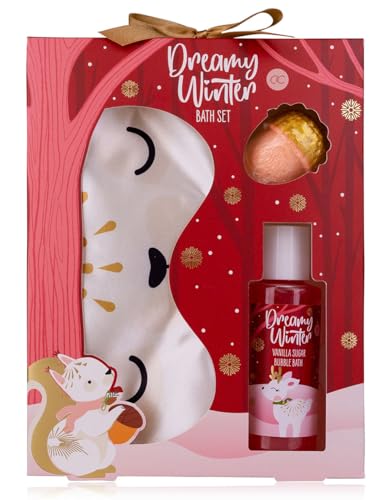 Badeset Dreamy Winter mit Schaumbad, Badefizzer und Schlafmaske - Wellness Geschenk Mädchen, Badebombe, Wichtelgeschenk von itsisa