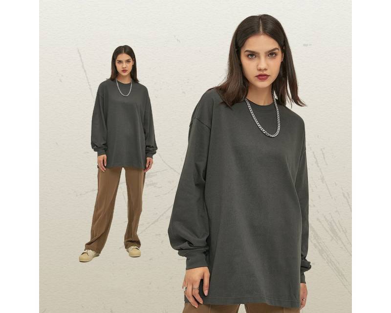jalleria Rundhalspullover Gleicher Stil für Männer und Frauen Lockeres langärmliges T-Shirt aus von jalleria